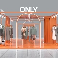 ONLY Clothing Store Interior Featuring Orange Frame Arched Design Mannequins And Clothes
