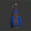 Vintage Decorative Bottle Design With Brown Blue Pattern Rope Top And Cross Straps