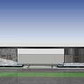 Modern Entrance Gate Design Under Night Sky With Star Trails Marble Wall And Water Reflection