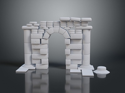 Gate House Stone Gate House Gate Post Stone Gate Post Ruin Gate Post Arch Stone Post Outdoor Articles Realistic 3d model