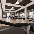 Spacious Fitness Gym Interior With Various Workout Equipment And Wooden Flooring