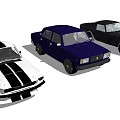 Classic Cars In White Black And Blue Colors With Vintage Design