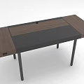 Modern Wooden Desk With Black Tabletop Metal Legs And Side Drawers