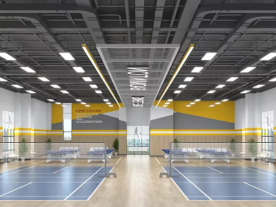 Modern Fitness Gym Interior Featuring Spacious Workout Zones And Training Equipment 3d model