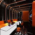 Modern KTV Interior Design With Stylish Sofas Ambient Lighting And Decorative Wall 3d model