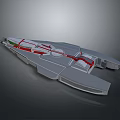 Futuristic Sci Fi Spaceship Model With Gray Body Red Accent Stripes And Streamlined Design