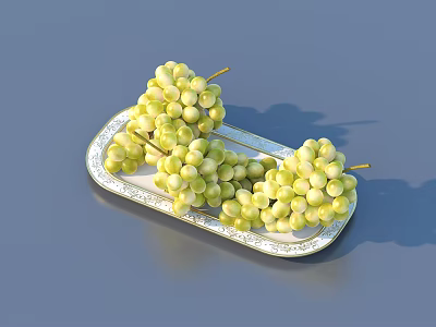 Fresh Green Grapes Arranged On A Silver Tray With Elegant Design 3d model