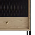 Modern Entryway Cabinet Sideboard With Wooden Frame Black Mesh Panel And Metal Legs