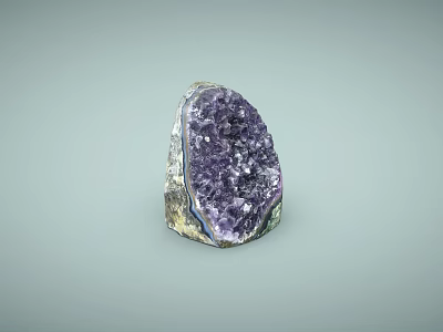 Natural Purple Crystal Stone Ornament with Handcrafted Wood Base and Shiny Surface Details 3d model
