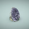 Natural Purple Crystal Stone Ornament with Handcrafted Wood Base and Shiny Surface Details