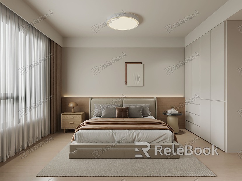 08 Bedroom Modern Bedroom Wardrobe Double Bed model