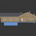 Log Cabin Exterior With Gray Roof Chimneys Wooden Porch And Log Walls Design