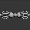 White Double Ended Weapon 3D Model Featuring Circular Rings And Smooth Symmetric Design 3d model
