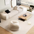 Modern Sofa Coffee Table Combination Cream Sofa Combination 3d model