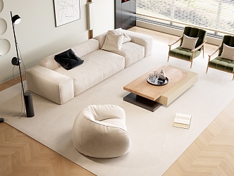 Modern Sofa Coffee Table Combination Cream Sofa Combination 3d model