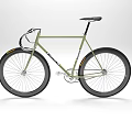 Olive Green Road Bike With Slim Frame Drop Handlebars And Black Wheels