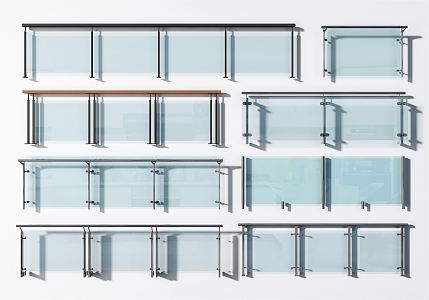 Modern Guardrail Glass Railing Guardrail 3d model