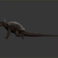 Detailed 3D Dinosaur Figure With Spiked Back Horned Head And Brown Skin