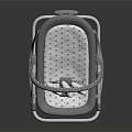 Gray And White Baby Crib With Soft Padded Mattress Rocking Design And Hanging Toys