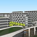 Modern Architectural Complex With Green Roofs Surrounding Roads Green Spaces And Small Buildings