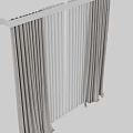 Modern Gray And White Double Layer Curtains With Striped Sheer Panels Design 3d model