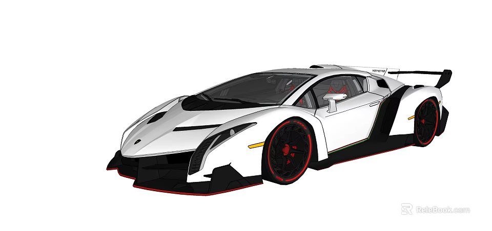 White Luxury Sports Car With Sleek Design And Black Red Accent Wheels 3d model 