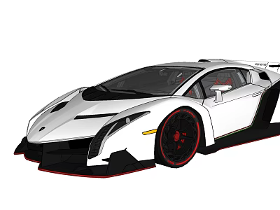White Luxury Sports Car With Sleek Design And Black Red Accent Wheels 3d model