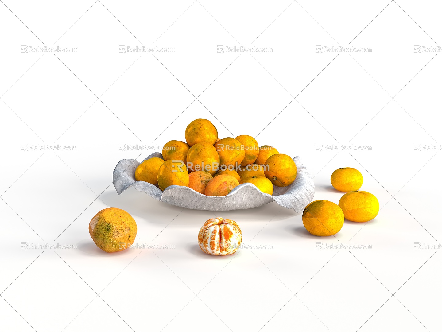 fruit fruit plate oranges 3d model