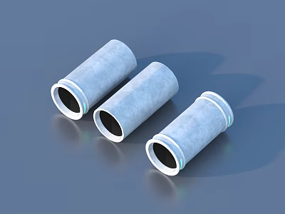 Three Silver Cylindrical Household Items For Daily Use With Smooth Surface 3d model