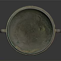 Ancient Bronze Vessel With Two Handles Intricate Carvings And Green Patina