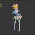 3D Anime Character With Blonde Hair White Hair Accessory Pink Dress And Pink Shoes
