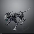 Mythical White Dog With Purple Spikes Green Mouth And Intricate Patterns Fierce Stance