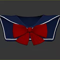 Blue Sailor Collar With White Trim And Red Bow Decoration