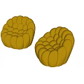Yellow Tufted Bean Bag Chairs With Round Pouf Design For Modern Living Room