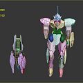 Two Futuristic White And Purple Mecha Robot Characters As Mechanical Creatures 3d model