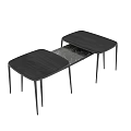 Modern Coffee Table With Black Wooden Top And Marble Pattern Shelf Metal Legs