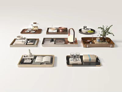 Modern pallet ornaments decorative painting combination 3d model