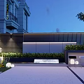 Modern Courtyard Garden Design With Greenery Wall Outdoor Lighting And Seating Area