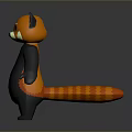 Cute 3D Red Panda Model With Orange Black Fur Standing Pose And Bushy Tail