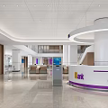 Spacious Bright Modern Bank Lobby With Comfortable Sofas Service Counters And Columns