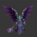 Elegant Fantasy Character Featuring Purple Wings Blue Armor And Glowing Staff