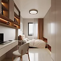 Modern Kids Bedroom Interior Design With Bed Desk Chair Wardrobe And Bookshelf