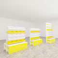White And Yellow Multi Layer Display Shelves In Modern Retail Space 3d model