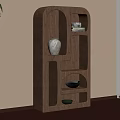 Wooden Open Bookshelf With Decorative Vase Bowl Green Plant And Side Table