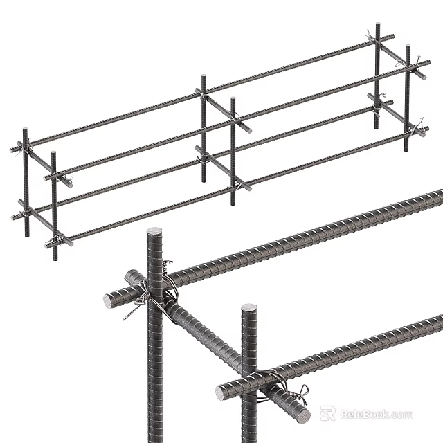 Reinforcement Steel Bars Structure With Cross Connections For Construction 3d model 
