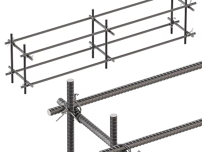 Reinforcement Steel Bars Structure With Cross Connections For Construction 3d model