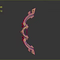 Decorative Architectural Component Golden Curved Design With Red Accents Geometric Patterns And Spiked Details