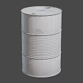Industrial Equipment Red Oil Drum With Yellow Warning Triangle And Metal Structure
