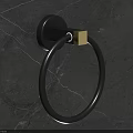 Elegant Modern Bathroom Cabinet Rack With Black Towel Ring And Gold Square Accent