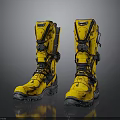 Durable Yellow Outdoor Boots With Black Straps And Functional Design